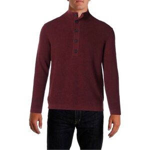 Theory Maroon Merino Wool 1/2 Zip Button Sweater Mens Size XL Classic Preppy